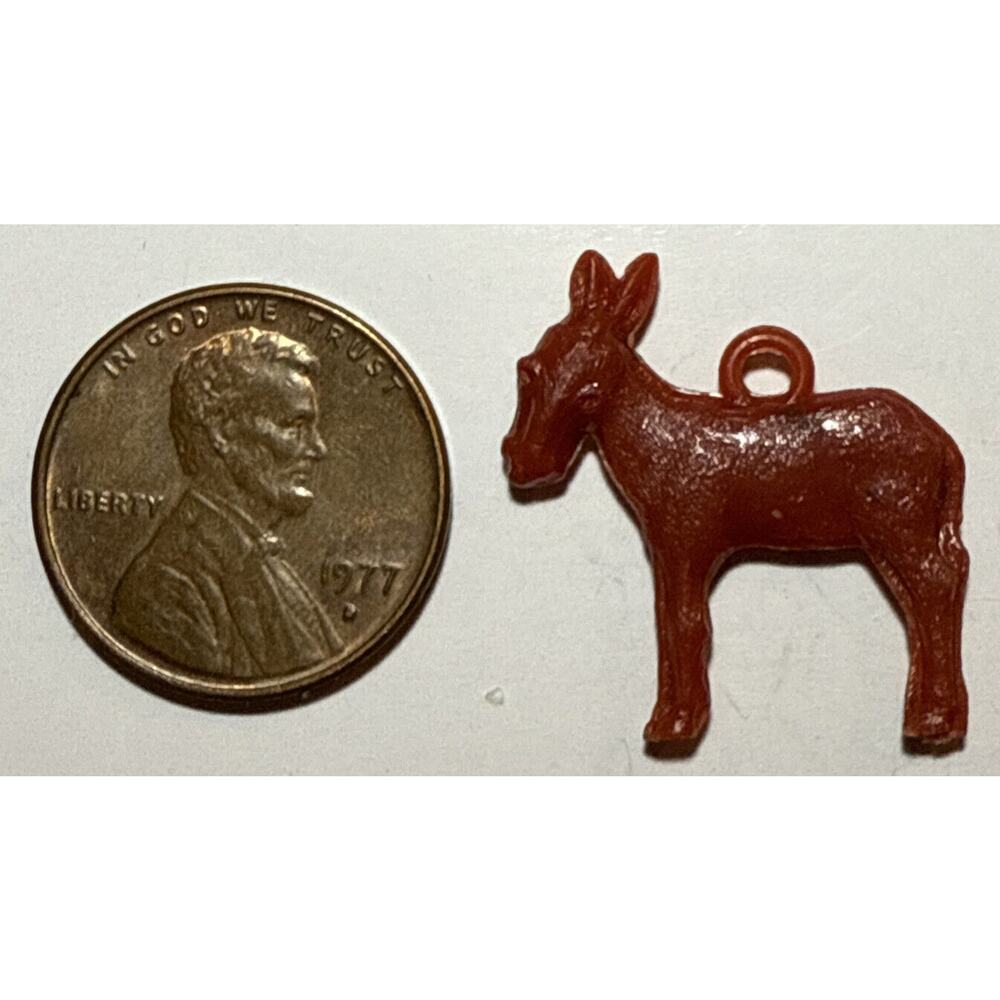 Vintage Cracker Jack Red‎ Donkey Celluloid Charm 1D